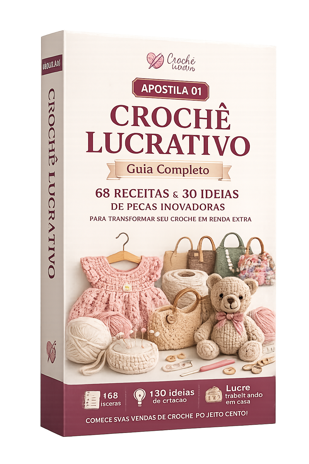 Mockup premium Apostila Crochê Lucrativo